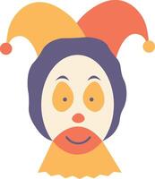 Flat Illustration of Creepy Clown Mask Character. Isolated on White Background vector