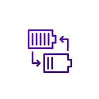 change battery line icon on white vector