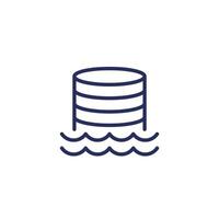 Data lake line icon, storing raw data vector