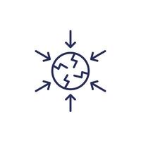 negative impact line icon, vector