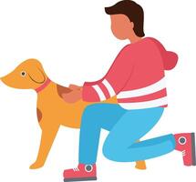People with Pets Illustration Isolated on White Background. Character in Flat Style. vector