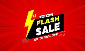 Flash sale Poster, Flash sale banner design template, Sale offer web banner with, burst effect, and abstract background for social media, marketing promotion, online store, or website. vector
