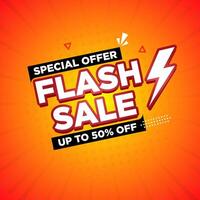 Flash sale web banner design, sale poster template, Speech Bubble Flash Sale Design, with burst effect, electricity sign, and abstract background for marketing promotion, online store, or website vector
