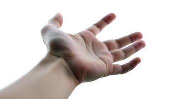 Man open hand gesture holding something isolated on white background photo