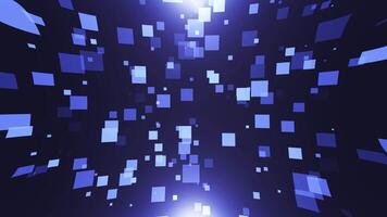 Abstract futuristic back ground with fling geometric shapes of squares. seamless loop video