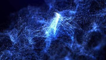 Abstract glowing cyber wave of particles and dots moving on a blue background, bright magic particles with wave energy. big data visualization, futuristic and digital background video