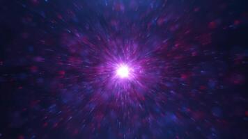 Abstract cosmic glow of light and dust particles. Colorful abstract background 3D, 4K, seamless loop. video