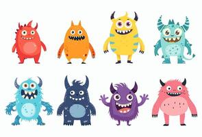 set of cute monster in colorful. vector