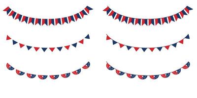 Juneteenth red and blue bunting flags. isolated on white background. vector