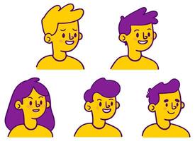 simple people character outline style. two colors only. vector