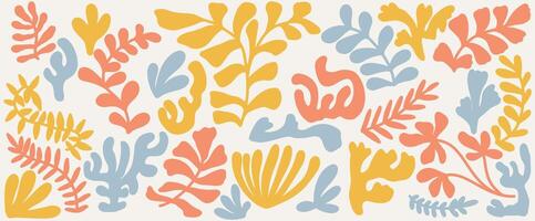 groovy elements plant tree matisse doodle set isolated. vector