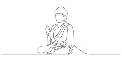 Buddha sitting one continuous line art. editable outline stroke. vector
