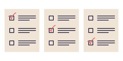 Set of ballots with a tick for election campaign. Voting, election 2024. illustration. vector