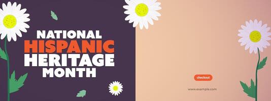 Hispanic heritage month. Abstract floral ornament banner design, retro style with text vector