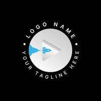 Logo design graphic concept creative abstract premium stock triangle fast fly space tech rocket comet Related to galaxy project mission explore vector