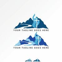 Logo design graphic concept creative abstract premium stock mountain river road christian plus church fire flame. Related to religion adventure vector