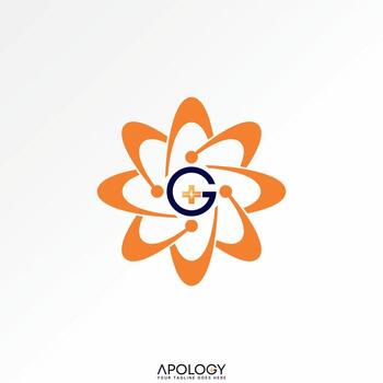 Logo design graphic concept creative abstract premium stock initial G font plus trend health orbits swoosh tech. Related to healthcare network vector