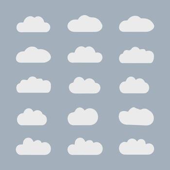 Clouds set of different shapes on a gray background vector