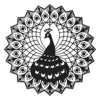 A peacock in a mandala pattern vector