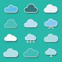 Clouds icons set on blue background vector