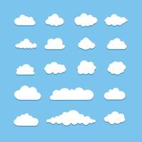 Selection of decorative clouds in flat design vector