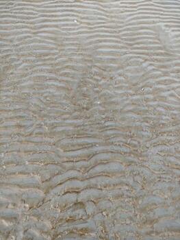 The texture of wet sand on the beach with a wave pattern is suitable for background illustrations photo