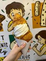 Turning up the indulgence with a croissant ice cream delight photo