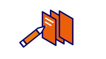 dynamic looping animation features a pen scribbling on notes, perfect for highlighting document or office apps video