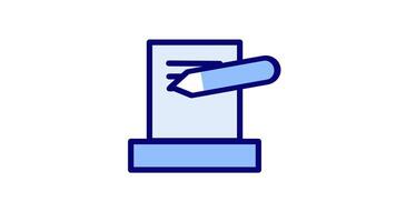 A sleek pen animates as it writes on documents in a never ending loop, perfect for study or office themes video
