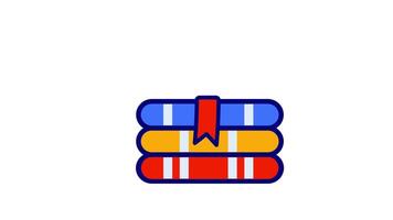 Looping animation of stacked book document icon, perfect for digital libraries and educational platforms. video