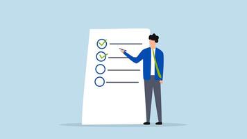 Completed checklist, 4k animation of Businessman is using a pen to review the project list and tick off the checkbox labeled as completed. video