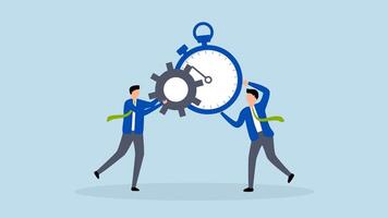 Efficiency or productivity, 4k animation of Businessman optimize efficiency by combining clock timer and gear cogwheel. video