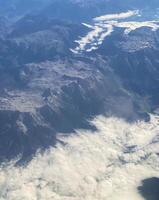 An aerial view of Croatia from an aeroplane showing the mountains photo
