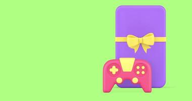 Esport virtual gaming championship win present gamepad 3d icon animation loop video