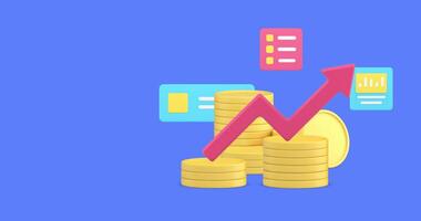 Financial growth analyzing profit efficient business 3d icon animation video