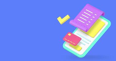 Approved payment online banking smartphone application 3d icon animation loop video