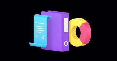 Business analyzing project management 3d icon animation with alpha channel video