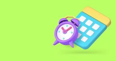 Time management efficient planning deadline reminder 3d icon animation video