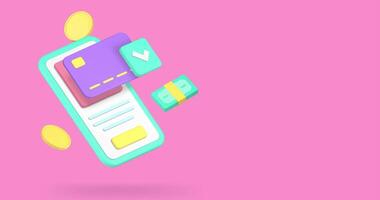 Online banking digital wallet smartphone application 3d icon animation loop video