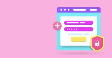 Online account authorization login password web page 3d icon animation loop video