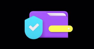 Business information document data protection 3d animation with alpha channel video