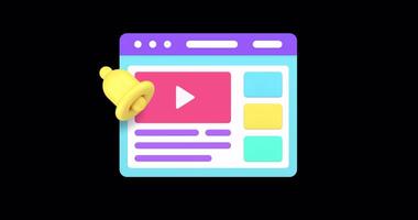 blog vlog multimedia content internet 3d icon animation alpha channel video