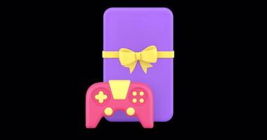 Esport virtual gaming championship gamepad 3d icon animation loop alpha channel video