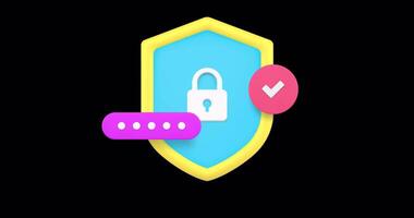 Personal data information privacy security 3d icon animation with alpha channel video
