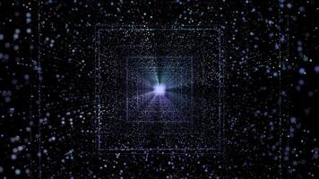 Digital square tunnel with futuristic matrix. Binary code particle network. Motion and communication technology background. video