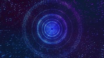 An endless pink-blue circle of luminous points. cyber technology science background video