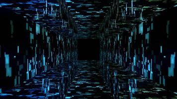 Traveling through abstract dotted technology digital tunnel. Square shape. video