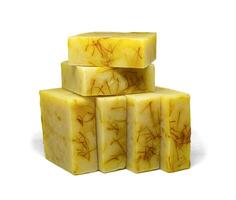 Saffron soap handmade white background photo