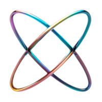 3D chrome element in Y2K style, isolated background, liquid holographic metal. Colorful metal ring with a rainbow design, made of metal and has a shiny mirror surface. png