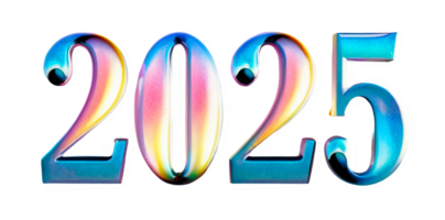 3D chrome element in Y2K style, isolated background, liquid holographic metal. 2025 year, colorful and vibrant font. png